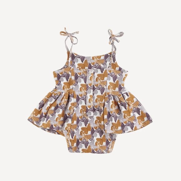 NWT Kate Quinn Plum Mod Butterflies Organic Cotton Spaghetti Tie Strap Ballerina - Picture 3 of 3